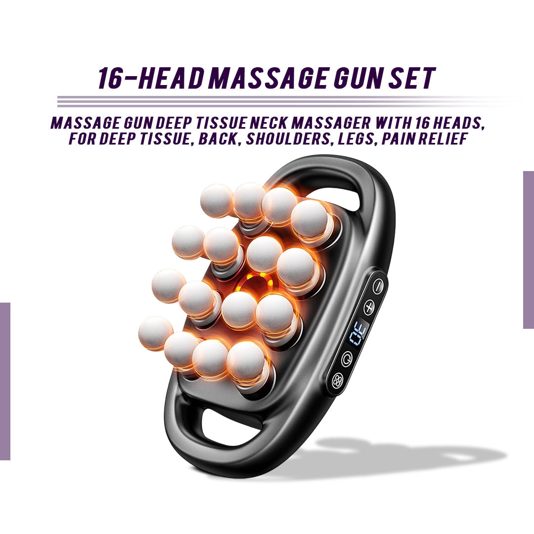 16 Head Deep Tissue Muscle Massage Gun for Relaxation Recovery