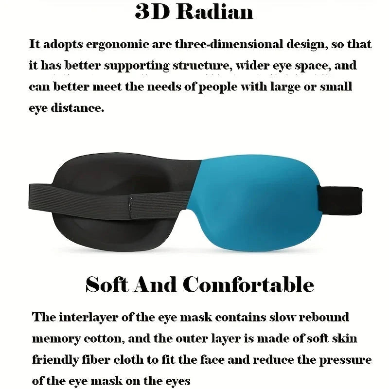 3D Contoured Sleep Mask – Ultra-Soft Breathable Light Blocking Eye Cover