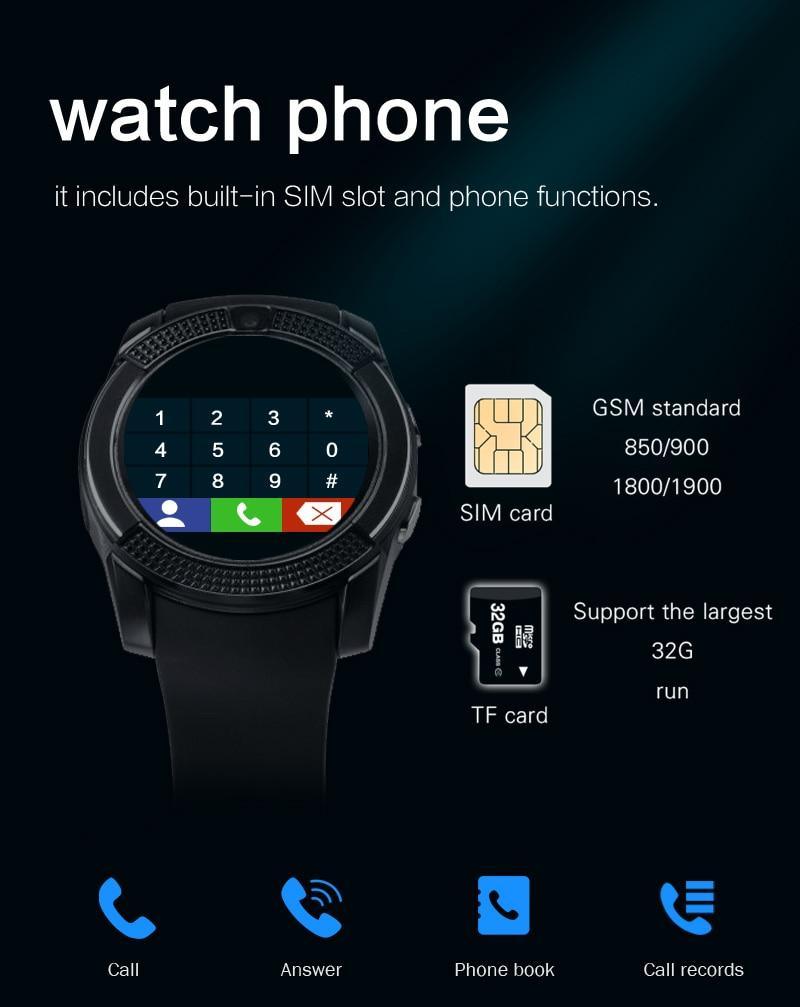 Mens Smart Watch SIM Card Camera Call Heart Rate