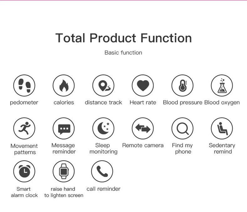 Smart Watch Heart Rate Fitness Tracker Waterproof Touch Screen Activity